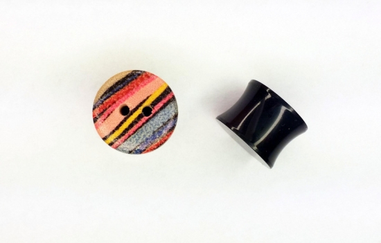 Preview: Muster Knopf Plugs 12mm Paar 1,2cm Tunnels Plug